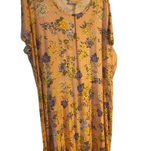 Floral Print Dress in Peach and Purple